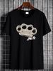 SRH Brass Knuckles T Shirt Black Dual Sided Chrome Mens Large Homme Casual Top For Everyday Wear Stylish Streetwear Breathable Slightly_viptrois.com
