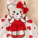 Mother & Kids sweet and cute cartoon bear love baby girl solid color short-sleeved top suspender skirt hairband summer skirt suit_viptrois.com