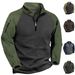 Men's Tactical Fleece Pullover – Zip-Up Stand Collar Sweater – Color Block Streetwear (S-XXXL)_viptrois.com