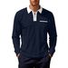 Men's Contrast Trim Zippered Polo Shirt - Long Sleeve Casual Top With Chest Pocket_viptrois.com