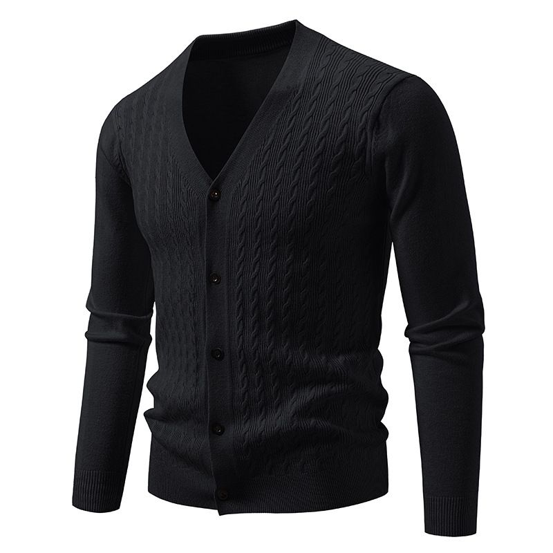 Men’s Oversized V-Neck Knit Cardigan | Chunky Chenille Sweater (M-5XL, 8 Colors)_viptrois.com