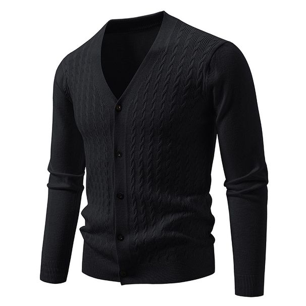 Men’s Oversized V-Neck Knit Cardigan | Chunky Chenille Sweater (M-5XL, 8 Colors)_viptrois.com