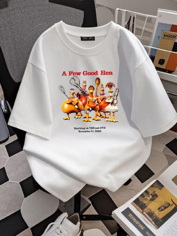 Rare Vintage Chicken Run 2000 VHS DVD Promo T Shirt 90s 2000s Animated Film XL Stylish Graphic Unisex Versatile Homme Fashion Stretched_viptrois.com