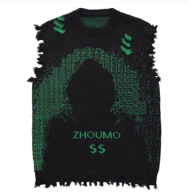 Men's Clothing High Street Dark Creative Sweater Vest Irregular Tassel Sleeveless Vest Sweater_viptrois.com