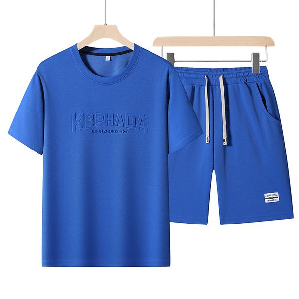 Men's Clothing Sports Suit Men's Versatile High End Shorts And Short Sleeves Summer Thin Ice Silk Two Piece Suit_viptrois.com