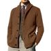 "Men's Slim Fit PU-Trimmed Knit Cardigan – Long Sleeve Lapel Collar Sweater Jacket For Winter (Gray/Black/Navy/Green/Khaki/Olive)"_viptrois.com