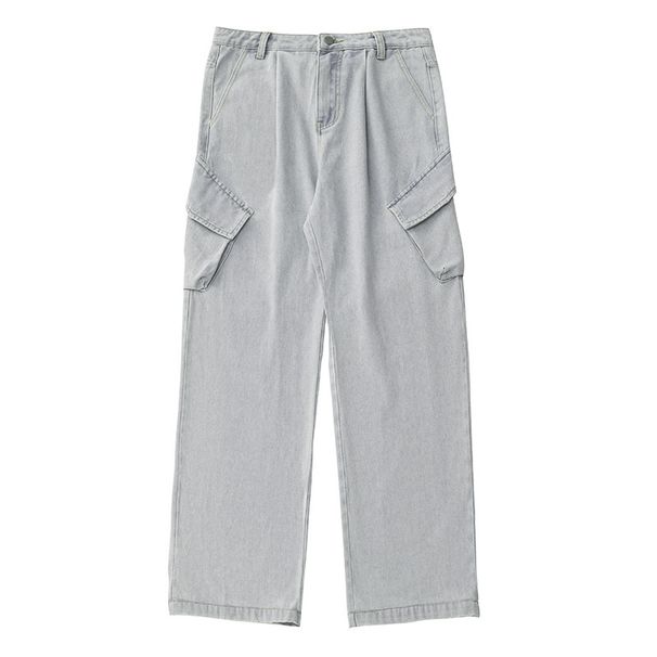 Men's Clothing Distressed Work Jeans For Men Spring And Summer New Style Side Three Dimensional Pockets Straight Pants Textured Loose Long Pants_viptrois.com