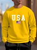 Men's Loose Casual Fashionable American Flag USA Print Round Neck Long Sleeved Sweatshirt Suitable For Autumn And Winter Wear_viptrois.com