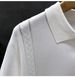 Men's V Neck Polo Shirt Short Sleeve Knitted Sweater Solid Color Loose Lapel Trendy Top For Spring And Summer_viptrois.com