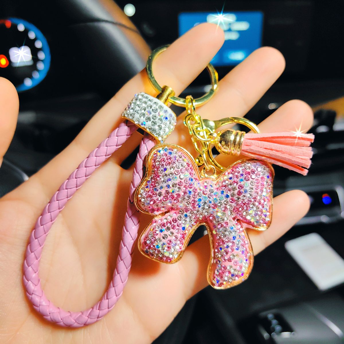 Celebrity Diamond Bow Keychain High End Cute Car Keychain Female Bag Pendant Small Gift_viptrois.com