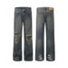Men's Clothing Retro Distressed Ripped Jeans Casual Washed Loose Straight Pants_viptrois.com