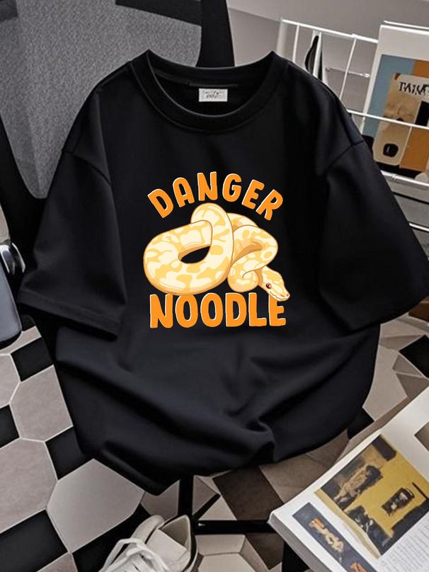Funny Danger Noodle Snake Gift Snakes Meme Snek Ball Python Unisex T-shirt Casual Stylish Soft Top For Everyday Wear Homme Stretched Summer_viptrois.com