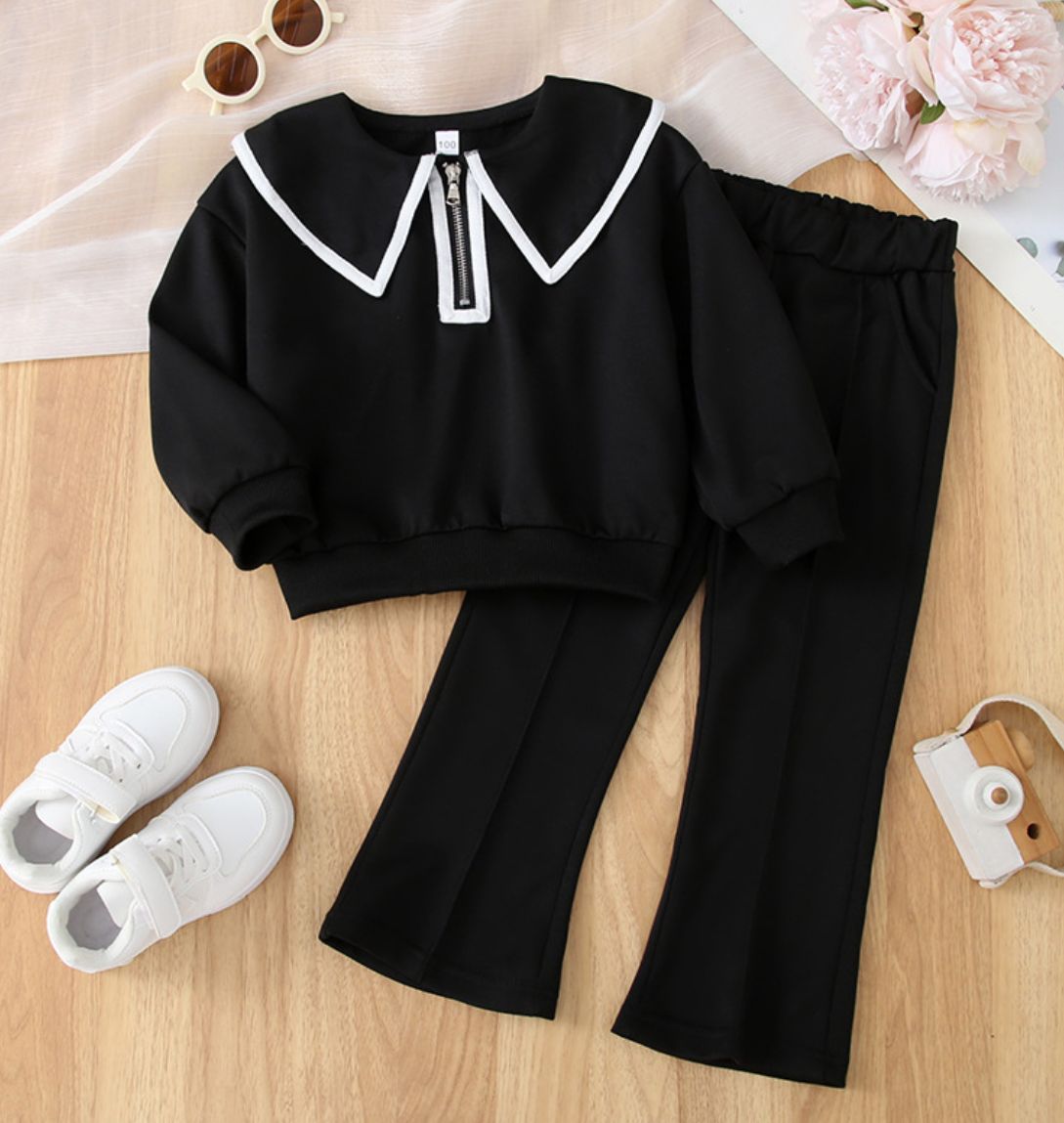 Kid's Clothing 2025 Autumn New Style Little Girl Casual Two Piece Suit Female Baby Fashionable Bell Bottom Pants_viptrois.com