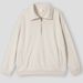 Men's Half-Zip Fleece Sweatshirt – Vintage-Inspired Relaxed Fit With Stand Collar & Drop Shoulder (S-XXL, 3 Neutral Tones)_viptrois.com