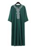 Men's Clothing Islamic Men's Short Sleeved Embroidered Moroccan Loose Ethnic Style Arab Robe_viptrois.com