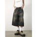 American Style Dark Blue Denim Shorts For Men, Niche And Versatile, Trendy Brand, Loose Straight Wide Leg Captcha Pants_viptrois.com