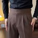 High Waist Gurkha Trousers For Men - Straight Cut, Comfortable & Stylish Office Casual Pants With Button Detail (Black, Dark Brown, Khaki)_viptrois.com