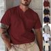 Muscle Fit Gym T-Shirt – Men's Breathable V-Neck Workout Tee With Pocket – Stretch Polyester Athletic Shirt (White/Black/Wine Red/Navy/Khaki)_viptrois.com