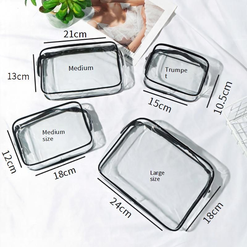 Storage Bags PVC Transparent Toiletry Bag Waterproof Cosmetic Bag Cosmetic Zipper Storage Bag Multifunctional Portable Packaging Bag_viptrois.com