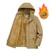 Men's Heavyweight Sherpa-Lined Work Jacket – Winter-Ready Polyester Shell With Utility Pockets, 5XL Sizing & Storm Hood(Khaki/Army Green/Navy)_viptrois.com