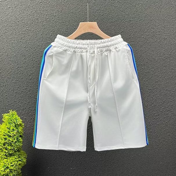 Men's Clothing Thin Summer Straight Leg Striped Five Point Casual Sporty Loose Fit Beach Shorts_viptrois.com