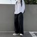 Men's Clothing Retro Solid Color Loose Wide Leg Pants High Street Straight Casual Trousers_viptrois.com