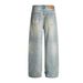 Men's Clothing Retro Washed Jeans Straight Simple Personality Cleanfit Trousers For Men And Women_viptrois.com