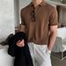 Men's Clothing Summer New Version Of Slim Men's Ice Silk Short Sleeved Polo Shirt British Light Luxury Men's Striped Knitted Lapel T Shirt_viptrois.com