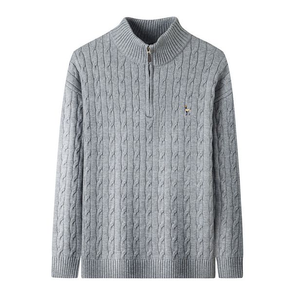 Men's Half-Zip Stand Collar Knit Sweater – Lightweight Urban Pullover With Embroidery (M-XXXL, Relaxed Fit, Winter Casual)_viptrois.com