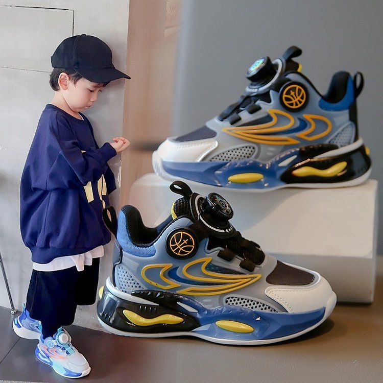 Children's Sports Shoes New Autumn Rotating Button Medium And Large Children's Casual Shoes Student Running Shoes Children's Shoes_viptrois.com