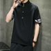 2024 Summer Style Cotton and Hemp Short sleeved T-shirt Men's Chinese Large Contrast Button Bottom Shirt_viptrois.com