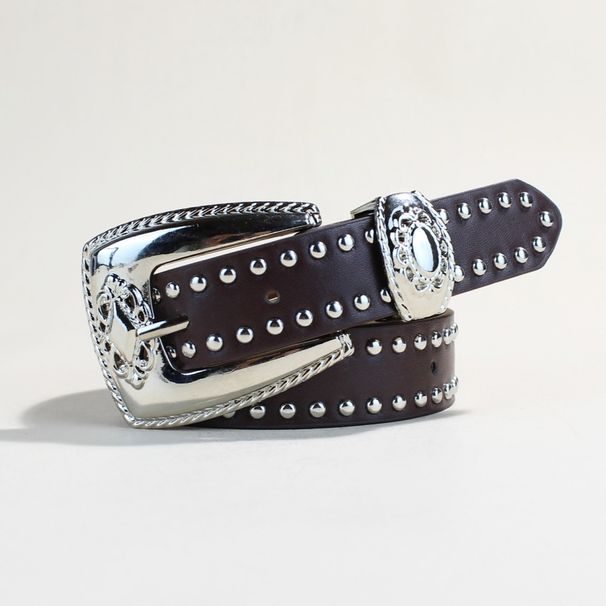 Vintage Punk Belt For Women & Men - Black Studded Waistband With Metal Pin Buckle | Adjustable Gothic Rock Strap (1.5" Width, Fits 28-40 Inch Waist)_viptrois.com
