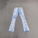 Men's Clothing Fashion Ins Blue Coated Gold Stamped Starry Sky Diamond Miscellaneous Denim Stacked Bell Bottom Pants_viptrois.com