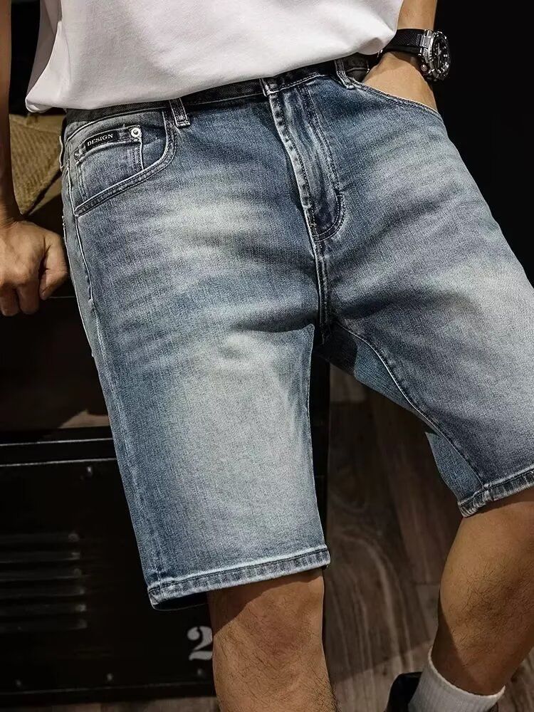 New High End Retro Blue Denim Shorts For Men Trendy Casual Five Point Outerwear Summer Clothing_viptrois.com
