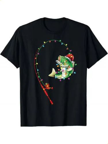 2026 T-shirtchristmas Shirt Men Dad Bass Fish Funny Fishing Bla_viptrois.com