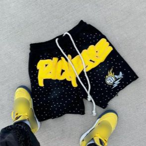 Men's Trendy Sports Pants 3-Pack Printed Cotton Shorts Casual Loose Fit Mid Waist Black Elasticity For Spring Summer_viptrois.com