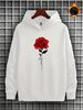 Men's Autumn And Winter Casual Fashion Loose Hooded Sweatshirt With Rose Graphic Pattern Print Warm Long Sleeved Pullover_viptrois.com