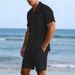 Men's Linen Long Sleeve Casual Top And Five-Quarter Shorts Fashion Set_viptrois.com