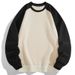 Year Round Spot 2025 Autumn New Men's Fashion Trend Raglan Sleeve Round Neck Color Matching Large Size Sweatshirt Bottoming Shirt_viptrois.com