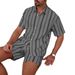 Men's Clothing Striped Short Sleeved Shirt Summer Men's Casual New Shorts Suit_viptrois.com