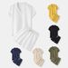 Men's Clothing Spring And Summer Cotton And Linen Solid Color Fashion Lapel Short Sleeved Shirt Shorts Suit Two Piece Set In Stock_viptrois.com