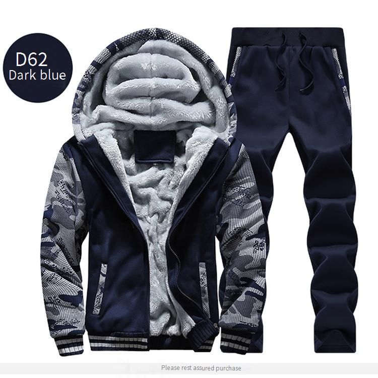 Men's Winter Camouflage Fleece Tracksuit Set - Warm Hooded Zip-Up Jacket With Inner Lining (5XL, Plus Size, Polyester, Outdoor & Casual Wear)_viptrois.com