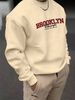 Men's Loose Casual Fashion BROOKLY Letter Pattern Printed Round Neck Long Sleeved Pullover Hoodie For Autumn And Winter_viptrois.com