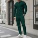Men's Waffle Knit Henley Shirt & Pants Set - Long Sleeve High Neck Two-Tone Button Fall Outfit (Khaki, White, Gray, Burgundy, Dark Green) S-XXXL_viptrois.com