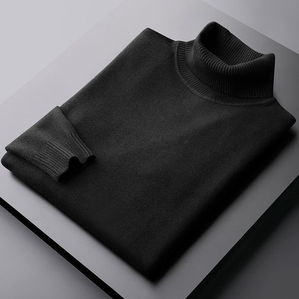 Men's Premium Velvet Turtleneck Sweater – Winter Slim Fit Knit Pullover With Lapel Collar (Camel/Dark Gray/Black/White/Blue,_viptrois.com