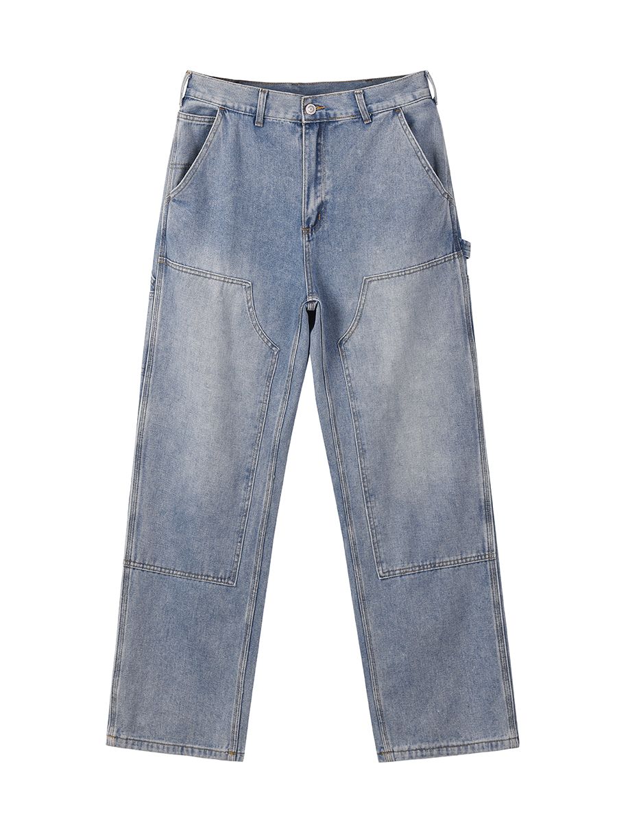 Men's Clothing Trend Vintage Washed Version Loose Jeans Lumberjack Daddy Pants_viptrois.com