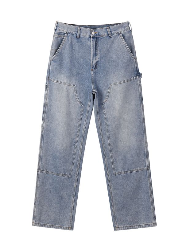 Men's Clothing Trend Vintage Washed Version Loose Jeans Lumberjack Daddy Pants_viptrois.com