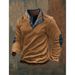 Pulse 2025 Spring New Waffle Men's Color-Block Collar Button Long Sleeve Casual Sweatshirt_viptrois.com