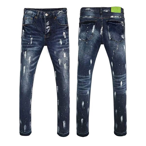 Best-selling Ripped Men's Jeans, Small Feet, Elastic Spring And Summer Men's Hand-painted Printed Long Pants_viptrois.com