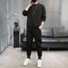 Men's Clothing Fleece Hooded Sweatshirt Jogger Set - Long Sleeve Zip Up Hoodie With Cuffed Pants, Casual Athletic Outfit For Running, Gym, Streetwear_viptrois.com